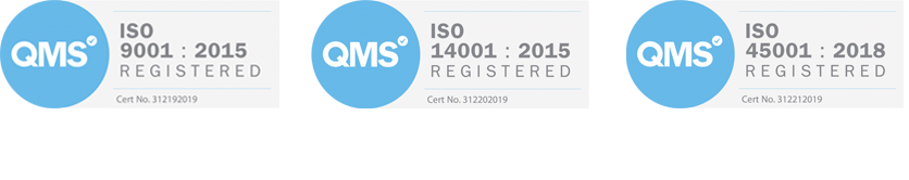 QMS 2015 and 2018 registered accreditation in a transparent background